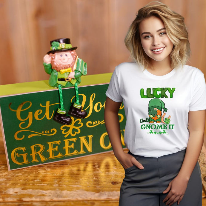 Get your green on this St Patricks Day with funny graphic gnome tshirts, home decor, st patricks day tshirts, coffee mugs, tumblers and towels