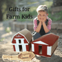 Pretend Play Handcrafted wooden fences, cattle chutes, feed bunk toys and toy red barns and farm animals, including cows, horses, sheep, pigs, goats, chickens, dogs and cats.