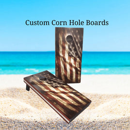 Custom Corn Hole Board Sets with coordinating corn hole bags