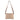 Beige shoulder bag with a strap on a white background