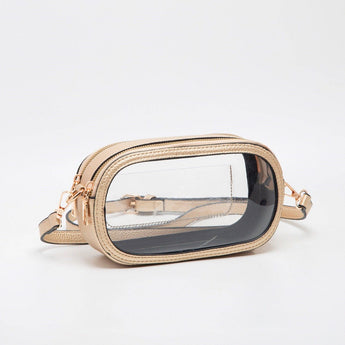 Double Zipper Gold Oval Clear Stadium Bag