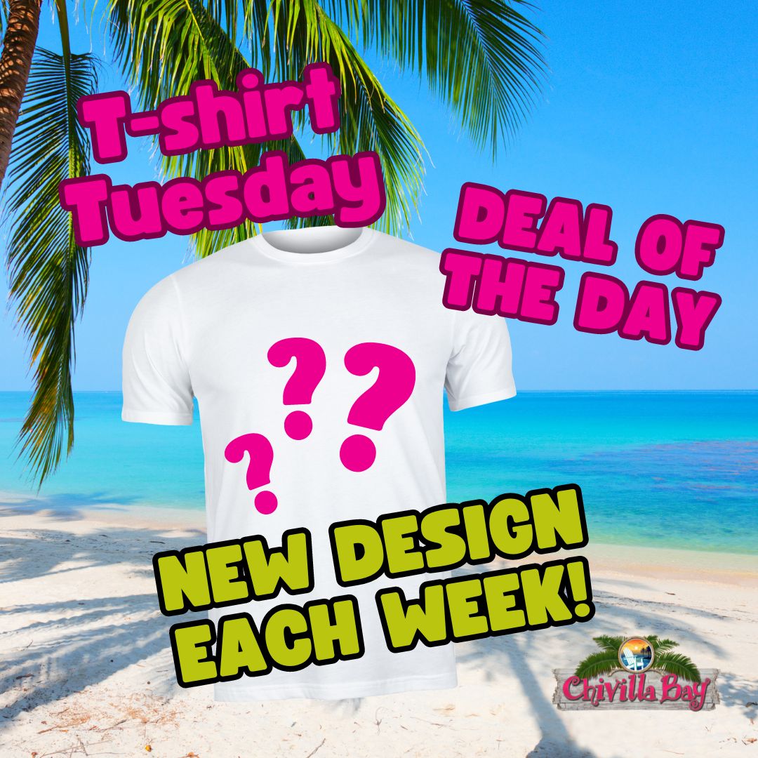 Check back every Tuesday for a fun new T-shirt design that will be the deal of the day. For one day only, get a special price on that tee.