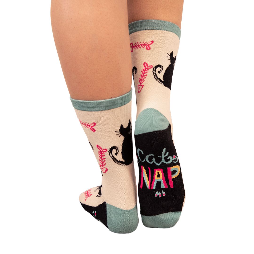 Cat Nap Crew Sock - Cozy All-Over Cat Print Socks for Cat Lovers
