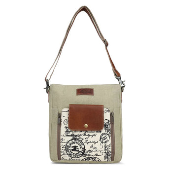Sixtease Up-cycled Canvas Shoulder Bag with adjustable strap and leather accents