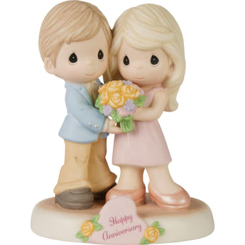 Precious Moments anniversary figurine couple floral bouquet