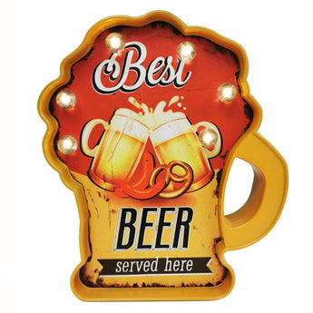 LED lighted Best Beer Served Here wall decor sign