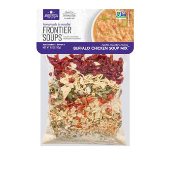Package of Frontier Soups Buffalo Chicken Soup Mix on a white background