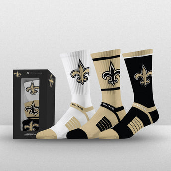 New Orleans Saints NFL Premium Performance Crew Socks - 3 Pack