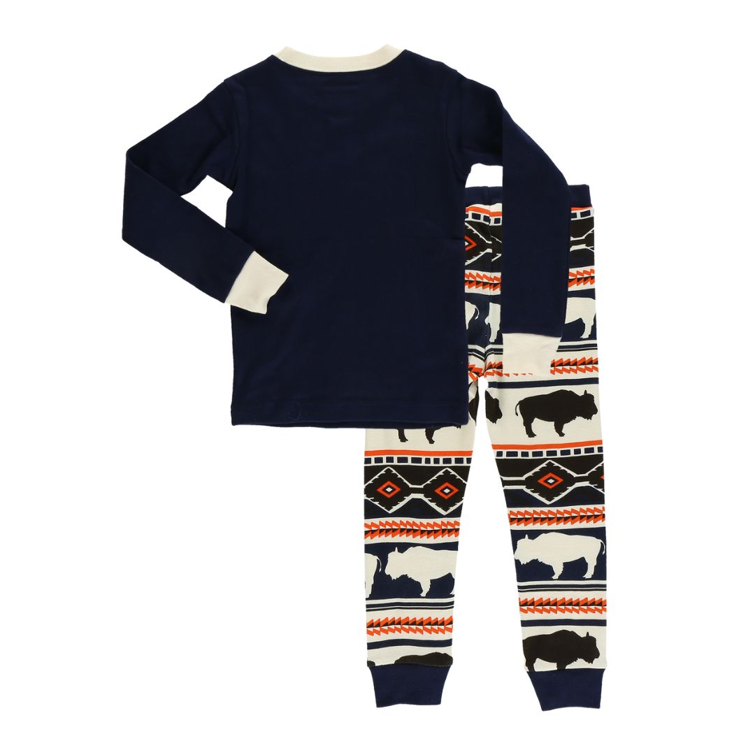 Western Buffalo Print Pajama Set for Kids - Comfy Southwest-style PJs