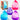 Four teardrop-shaped squishy toys in translucent blue, pink, and purple with glitter, shown with their colorful retail box on a white background.