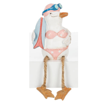 Seaside seagull shelf sitter figurine in bikini