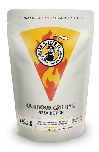 Package of Urban Slicer Outdoor Grilling Pizza Dough on a white background