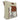 Beige shoulder bag with brown leather accents and a patterned flap on a white background