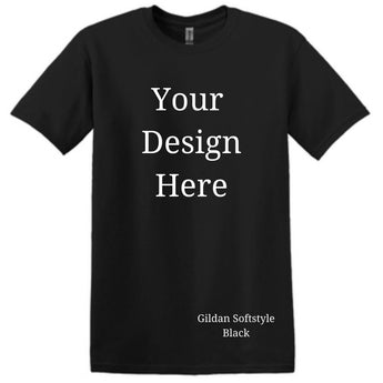 Customizable Gildan Softstyle unisex cotton t-shirt available in various colors, perfect for personal and group customization, sizes ranging from S to 4XL.