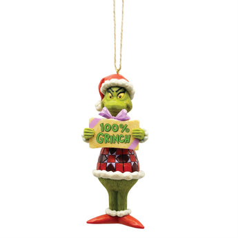 Jim Shore Grinch 100 percent Grinch sign Christmas ornament Dr. Seuss collectible