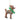 Rudolph the red-nosed reindeer ornament with green tinsel around its neck on a white background