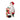 Decorative figurine of Santa Claus sitting on a stool with gifts and a list, on a white background.