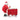 Santa Claus figure decorating a red sleigh with lights on a white background