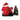 Santa Claus figure with a small Christmas tree made of books on a white background