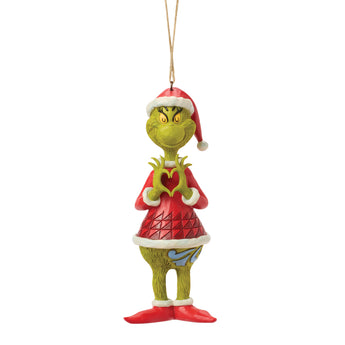 Dr. Seuss Grinch Santa heart hands ornament