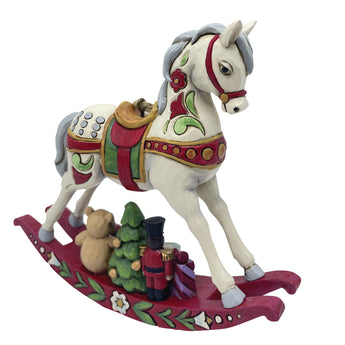 Jim Shore Rocking Horse Christmas Ornament featuring hand-painted folk art details and Heartwood Creek design.