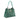 Green handbag with a gold clasp on a white background