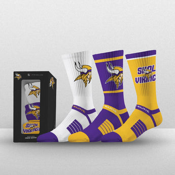 Minnesota Vikings NFL Premium Performance Crew Socks - 3 Pack