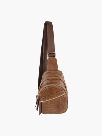 stylish women's crossbody sling bag with adjustable strap in coffee color
