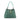 Green handbag with a gold clasp on a white background