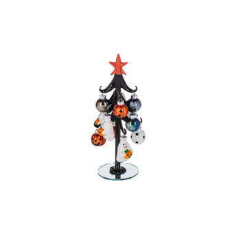 Decorative Halloween tree with ornaments on a white background