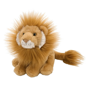 8 inch lion plush with fluffy main and golden fur