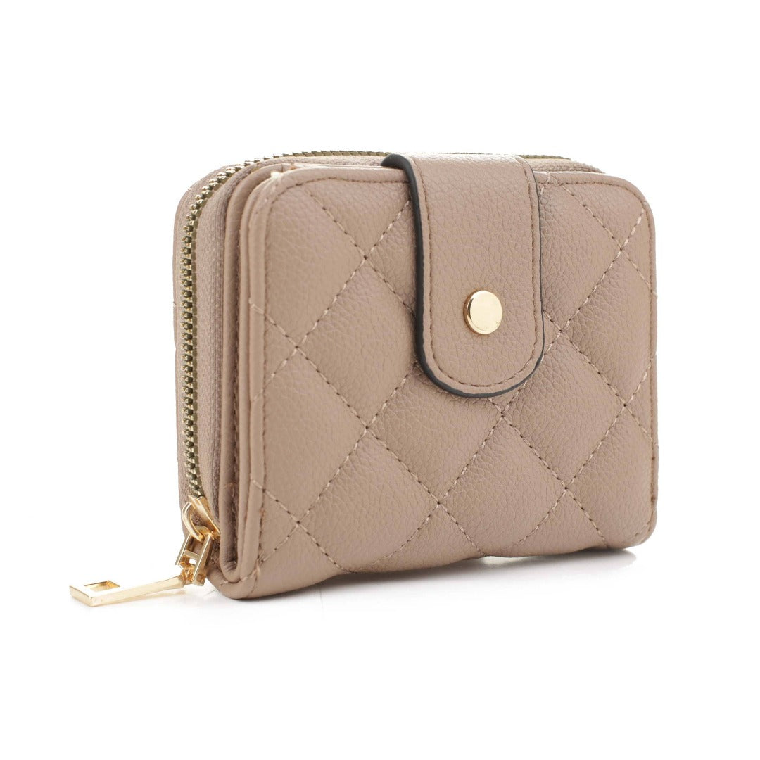 Stone beige quilted wallet from the Handbag and Wallet Collection at Chivilla Bay.