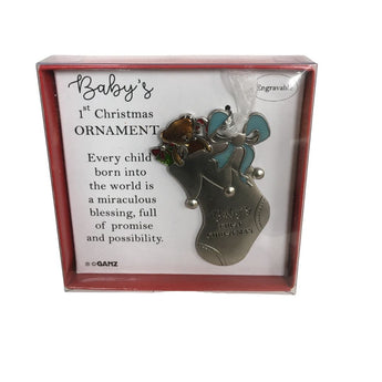 Babys 1st christmas ornament blue