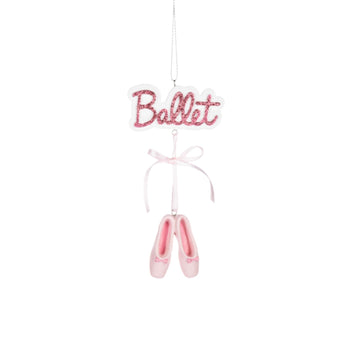 Glitter Ballet ornament with pink ballet shoes