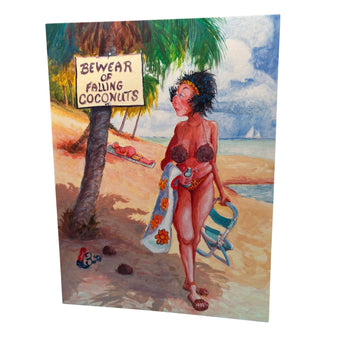 funny beach birthday card beware of falling coconuts