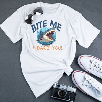 Bite Me, I dare you Shark Tee Shirt