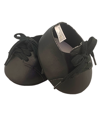 Black Lace Up dress shoes for 16" plush stuffed teddy bear and other plush animals.