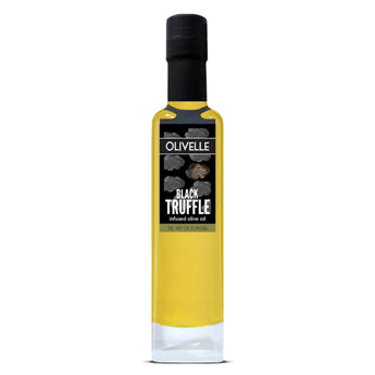 Olivelle Black Truffle Infused Olive Oil - premium extra virgin olive oil infused with real truffle flavor, perfect for gourmet cooking, available at Chivilla Bay.