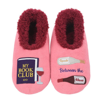 funny book club slippers reads between the wines design