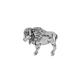 Silver buffalo pocket charm on a white background