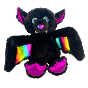 Bruce the Bat 16 inch stuffed animal with metallic rainbow wing accents and sparkle eyes