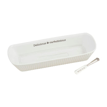 Carbolicious bread basket set - ceramic bread dish with spreader