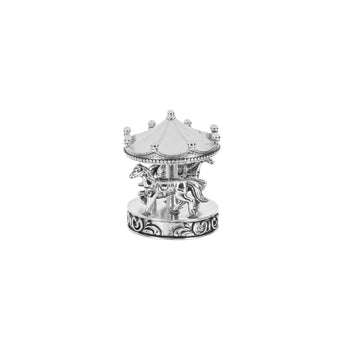 Silver carousel pocket charm on a white background