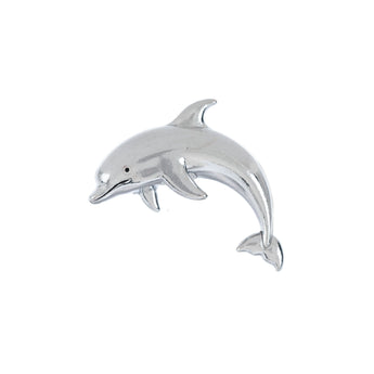 Silver dolphin figurine on a white background