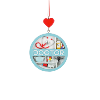 Doctor ornament with stethoscope and heart hanger