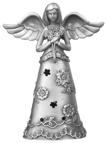 Friendship Angels decorative angel figurine holding flowers on a white background