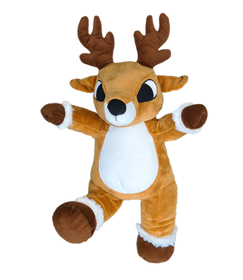Ed the Reindeer 16 inch stuffed animal for Christmas pretend play and decoration. Great gift for boys and girls.