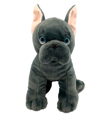 Freddie the French Bulldog 16 inch grey with blue eyed plush stuffed dog.