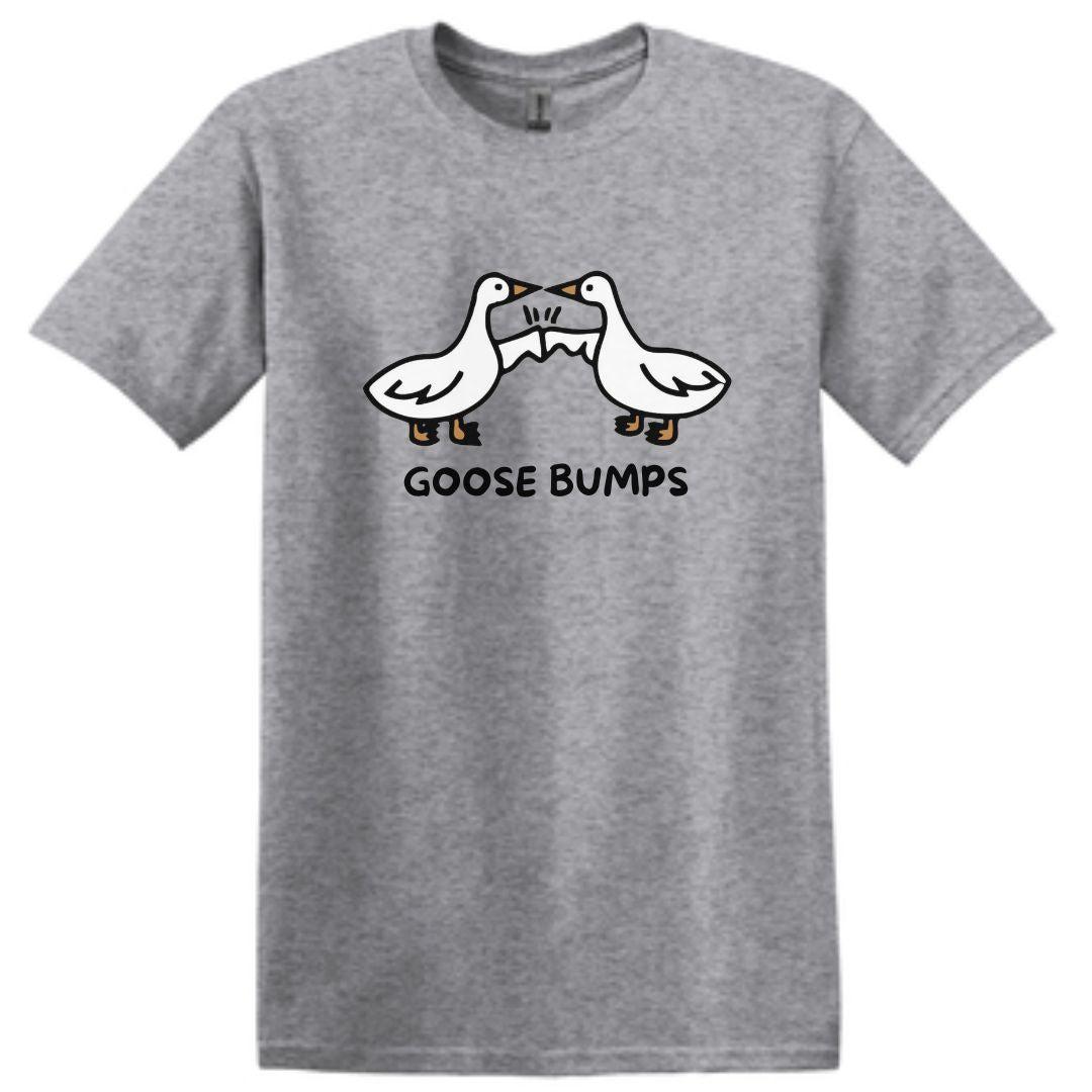 Goose Bumps T-shirt - Fist Bumping Geese Unisex Cotton Shirt
