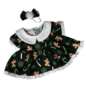 Green Gingerbread Dress for 16" stuffed animals
